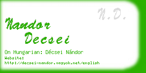 nandor decsei business card