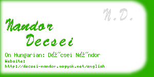 nandor decsei business card